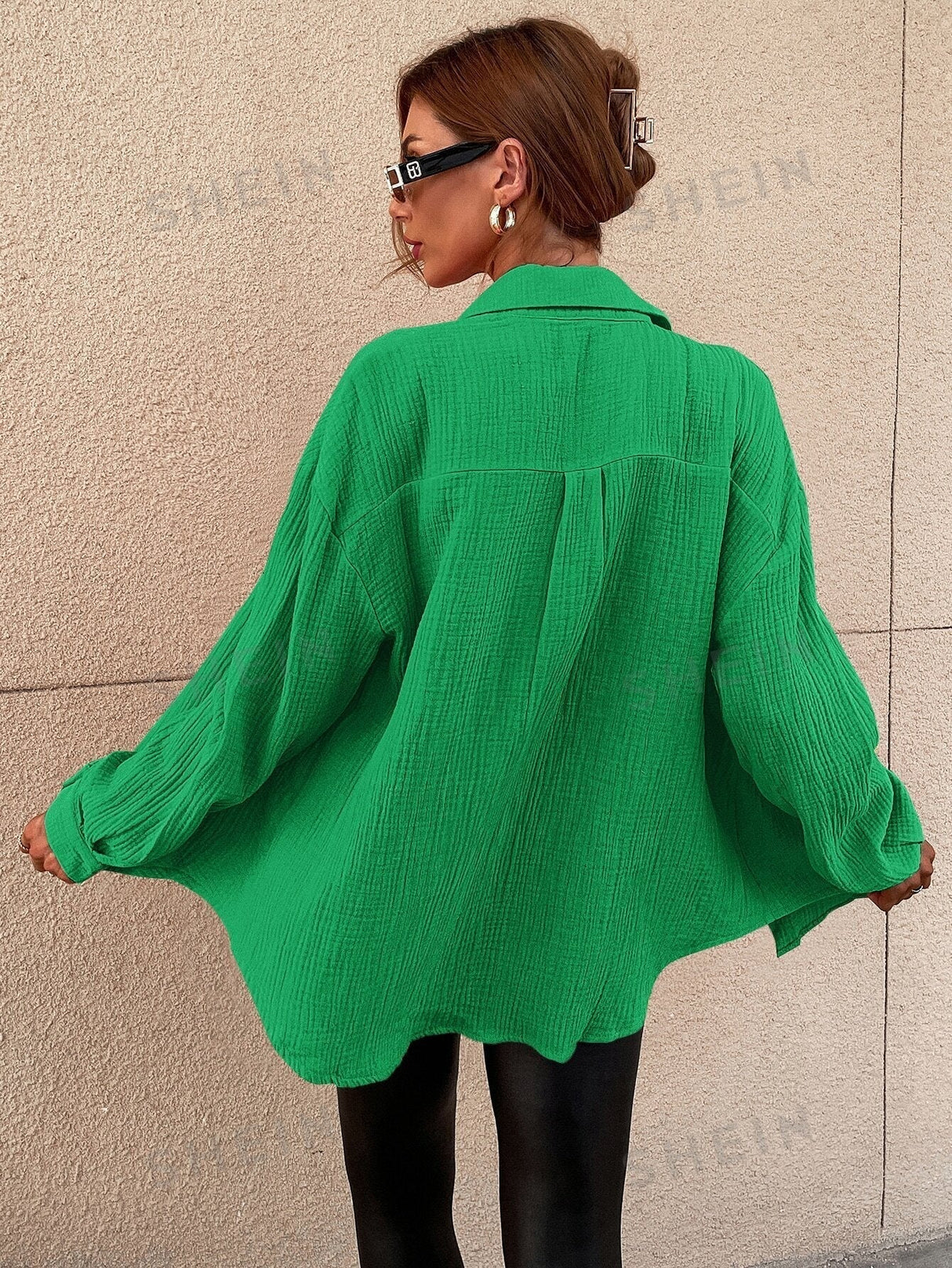 Buy SHEIN Solid Drop Shoulder Shirt in Pakistan