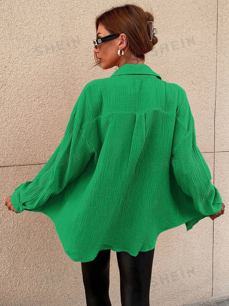 Buy SHEIN Solid Drop Shoulder Shirt in Pakistan