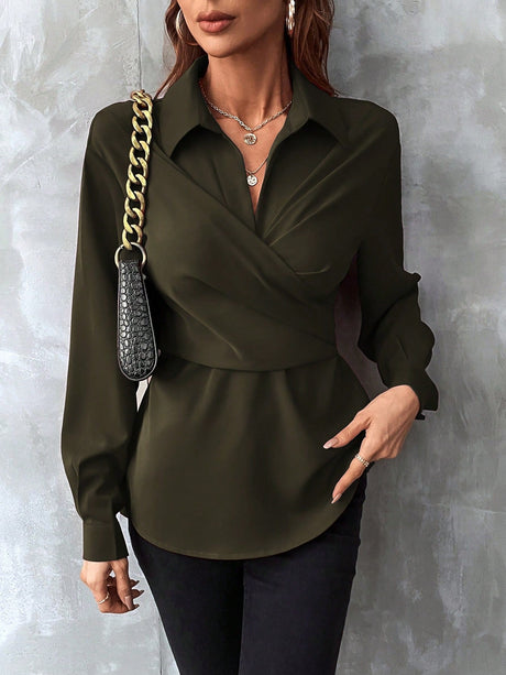 Buy SHEIN Solid Wrap Front Shirt in Pakistan