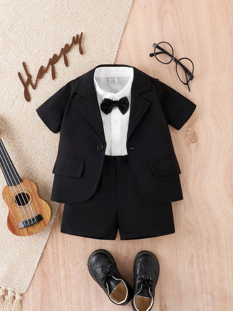 Buy SHEIN Souflis Baby Boy Bow Front Shirt & Shorts & Tee in Pakistan