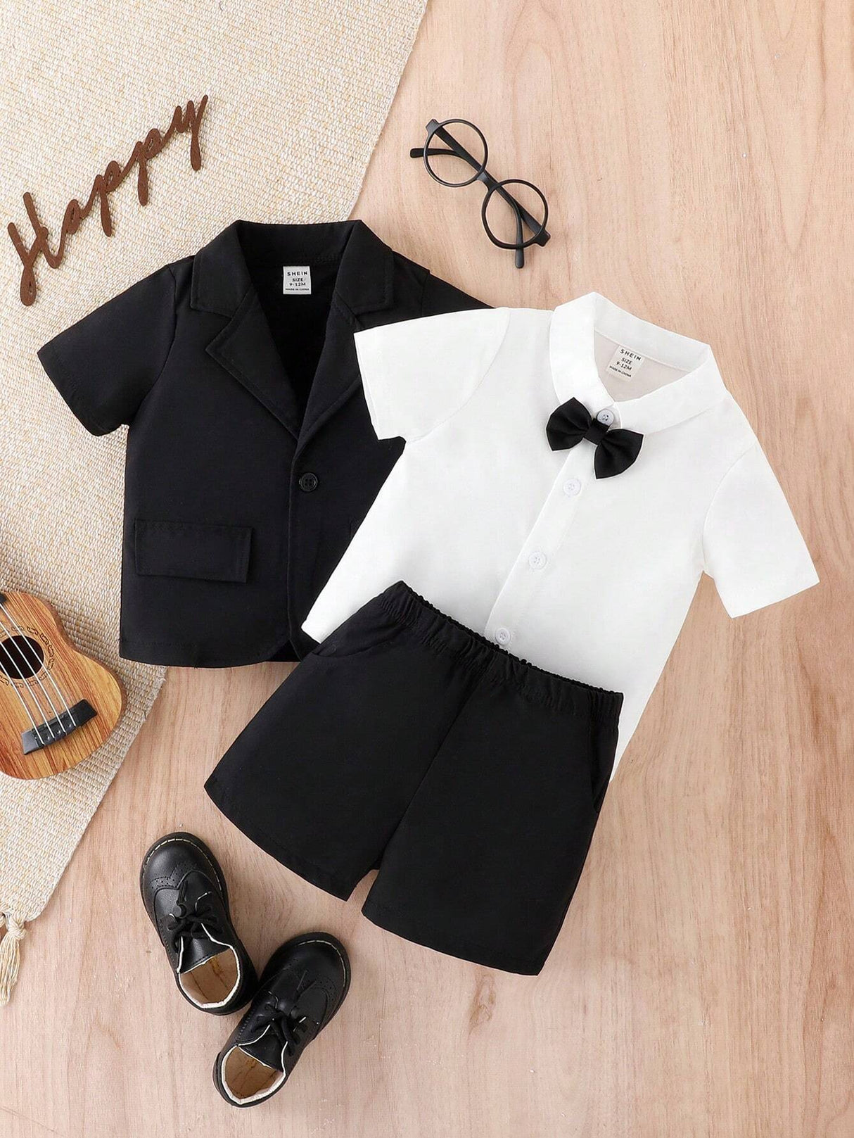 Buy SHEIN Souflis Baby Boy Bow Front Shirt & Shorts & Tee in Pakistan