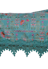 Bareeze |Turquoise Lawn Karandi Shirt Trouser | Women Branded Shirt Trouser | Size Medium | Worn Once