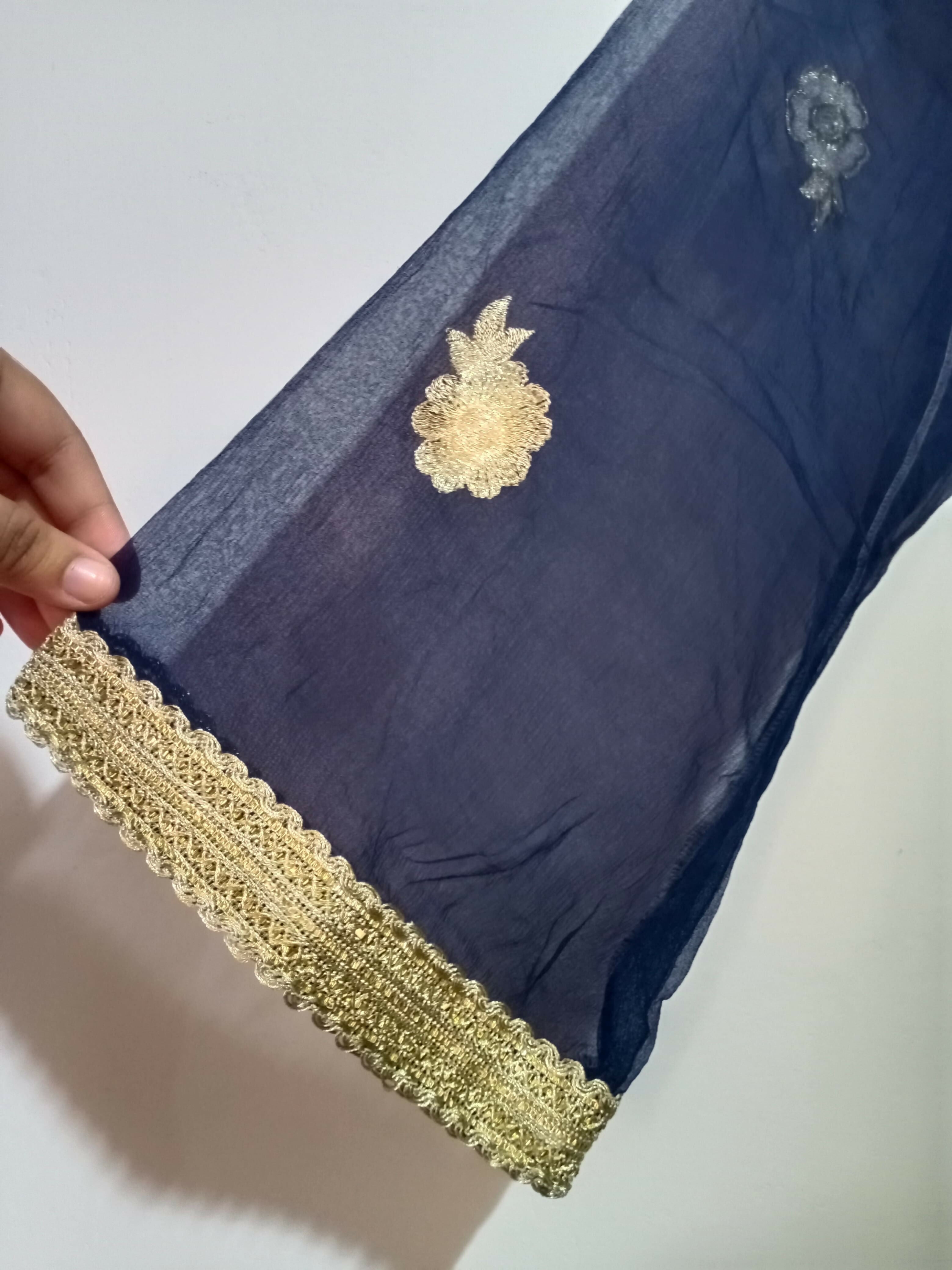 Dark Blue Side Cut Open Frok | Women Locally Made Formals | Large | Worn once