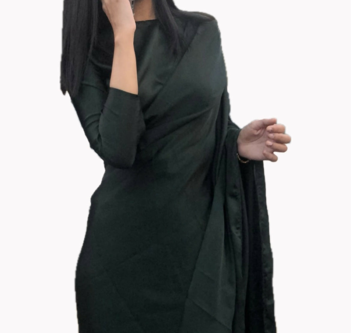Bottle Green Saree | Women Locally Made Formals | Sarees | Small | Worn Once