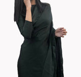 Bottle Green Saree | Women Locally Made Formals | Sarees | Small | Worn Once