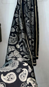 Black Printed Silk Scarf | Women Accessories | Hijabs & Scarves | Black | Worn Once