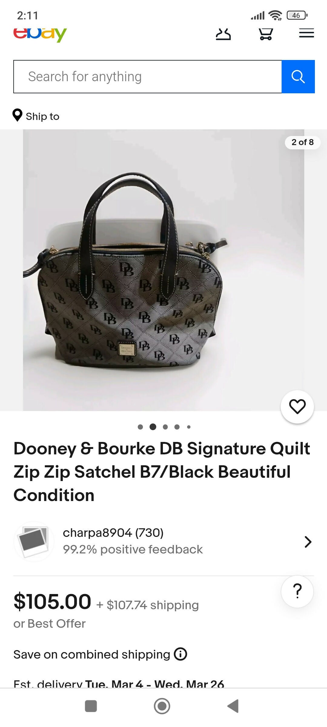 Dooney & Bourke | Women Bags | Shoulder & Tote Bags | Medium | White & Black | Preloved