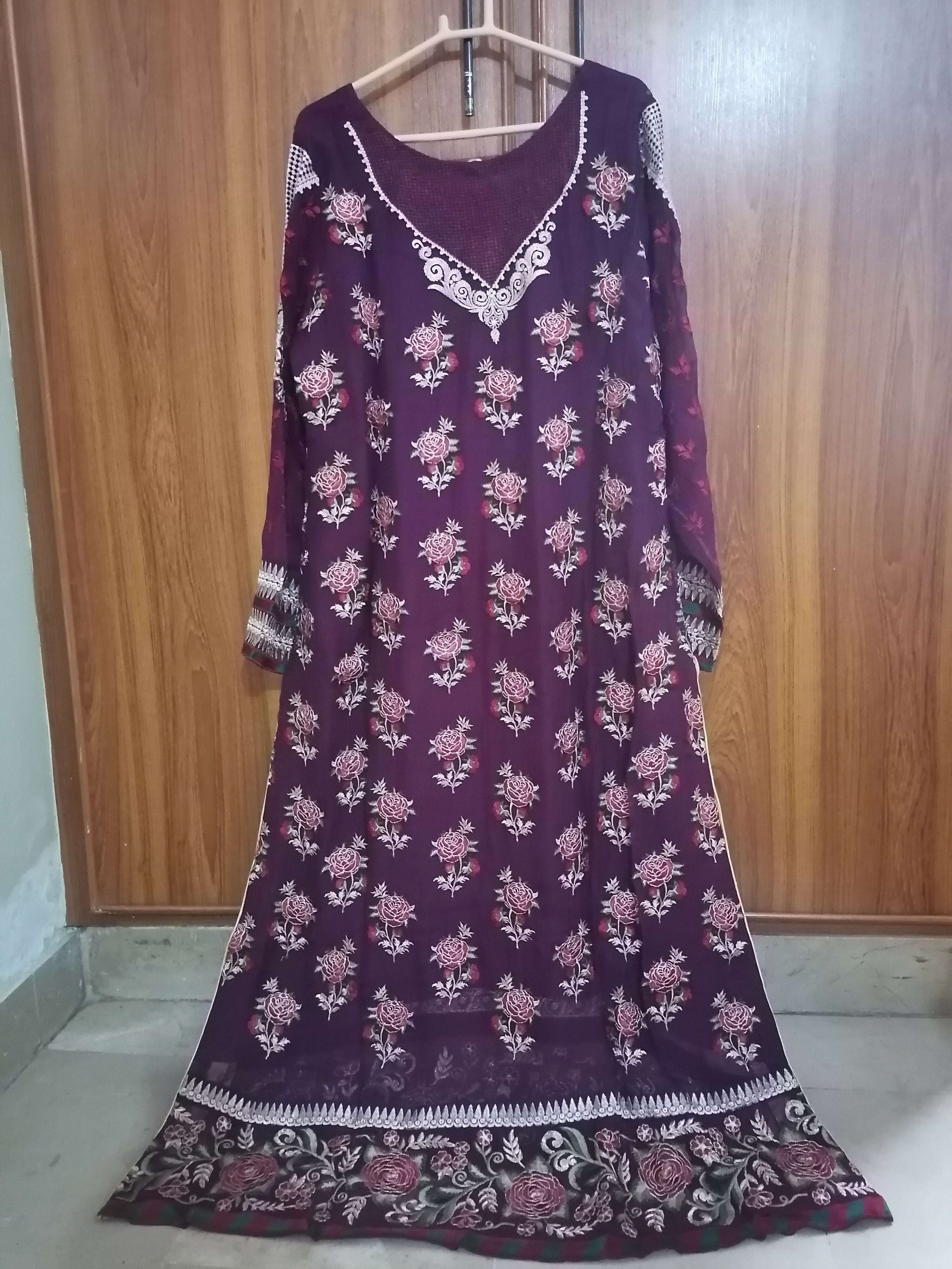 Chiffon 3 PC Suit | Women Locally Made Formals | X Large | Preloved