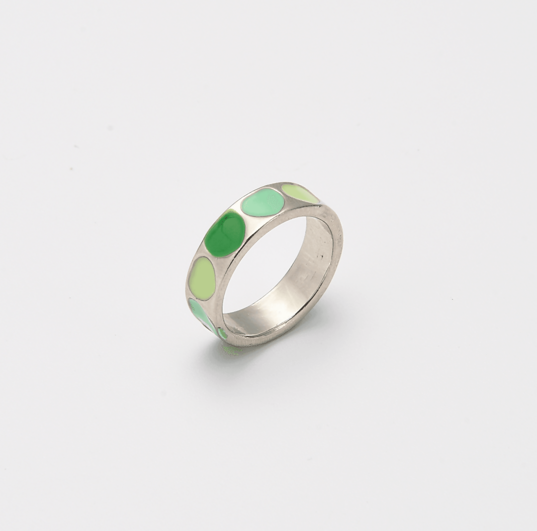 Hearts Silver Ring Band | Women Jewerly | Rings | Green | Size: 7 & 8 | Brand New