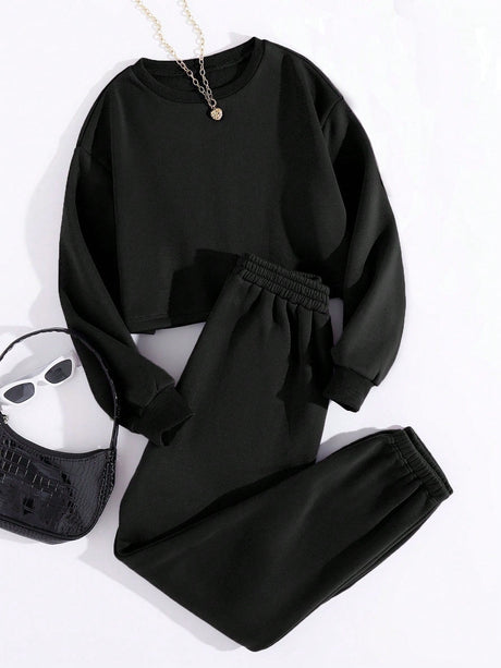 Buy SHEIN Thermal Lined Solid Sweatshirt With Joggers in Pakistan