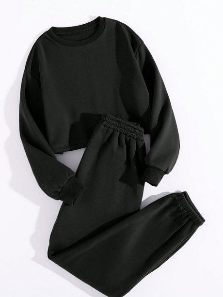 Buy SHEIN Thermal Lined Solid Sweatshirt With Joggers in Pakistan