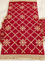 Red Fancy Dupatta | Women Accesories | Duppatas & Shawls | Red & Golden | Large | Brand New