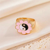 Yin Yang Floral Gold Ring g | Women Jewerly | Rings | Pink | Size: 8 | Brand New