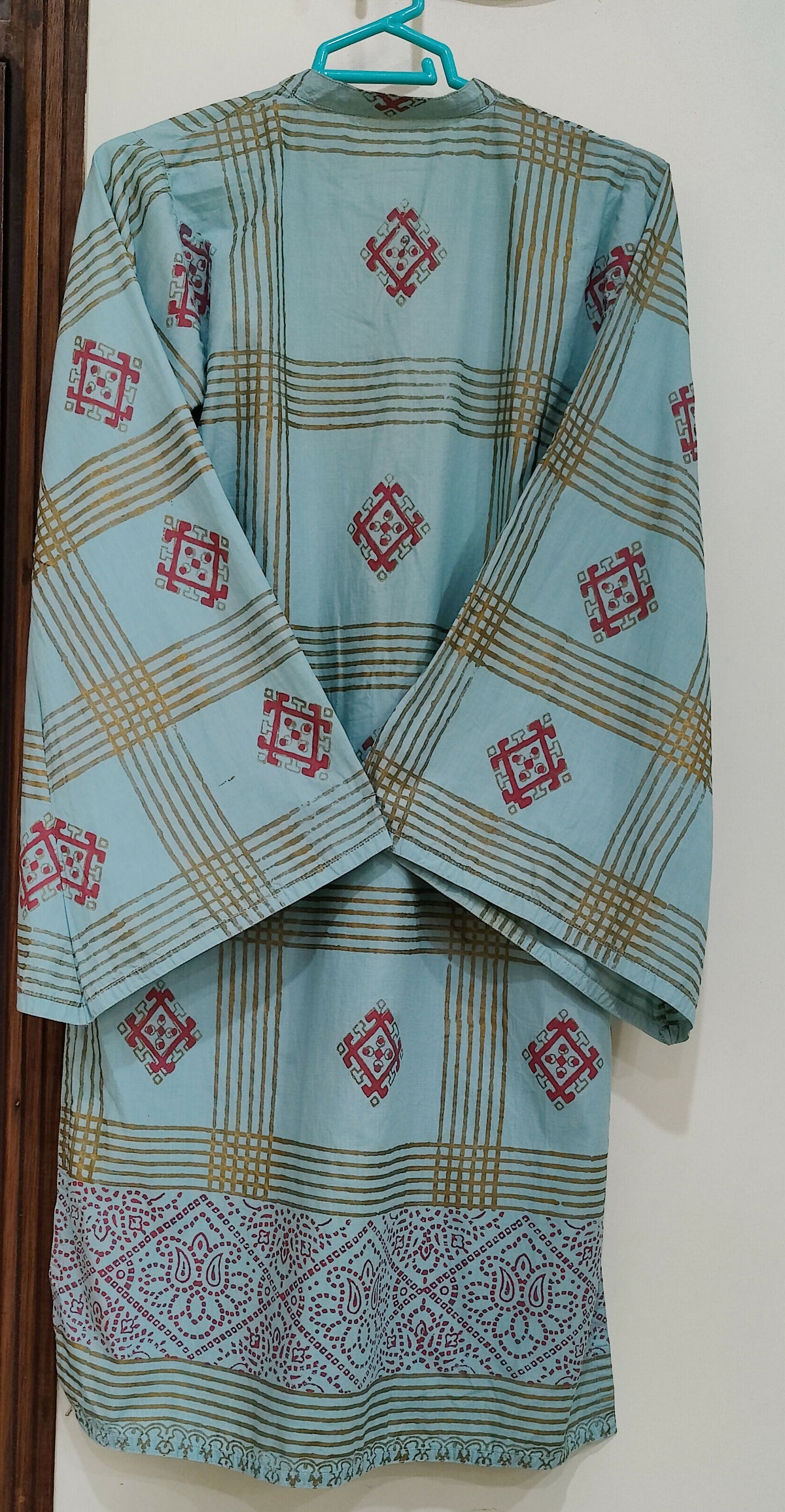 Block Print 2 PC Dress | Women Locally Made Dress | Sky Blue | Medium | Preloved
