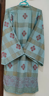 Block Print 2 PC Dress | Women Locally Made Dress | Sky Blue | Medium | Preloved