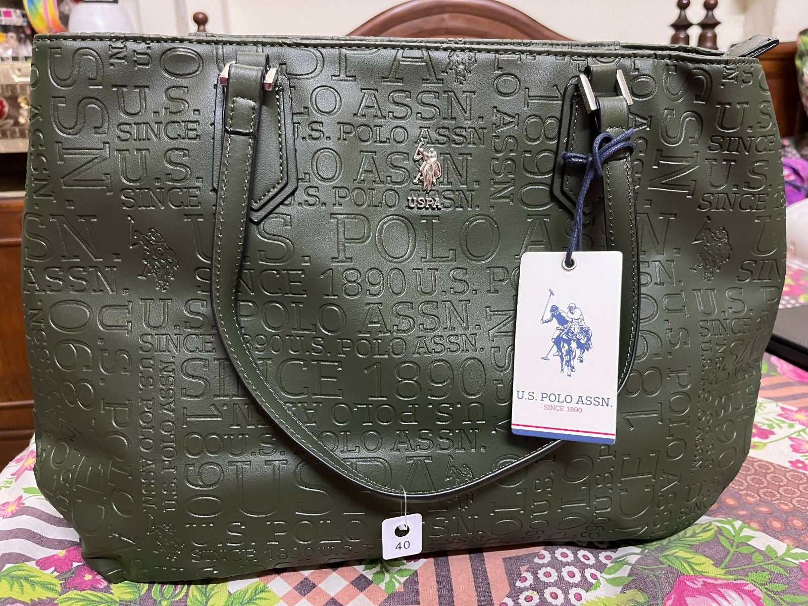 U.S. POLO ASSN. (USA) | Army Green Hand Bag | Women Bags | Brand New with Tags