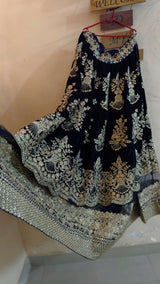 Navy Blue Heavy Lehnga | Women Locally Made Formals | Small | Blue & Golden | New