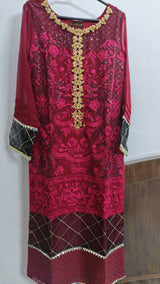 Kaara | Women Branded Formals | Black & Maroon | Small | Brand New