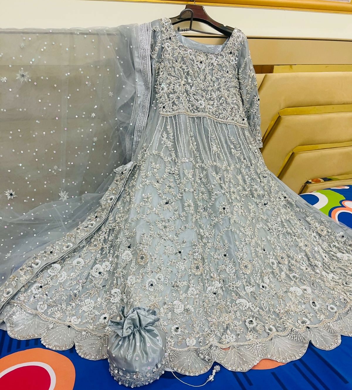 Grey Silver Maxi | Women Bridals | Medium | Worn Once