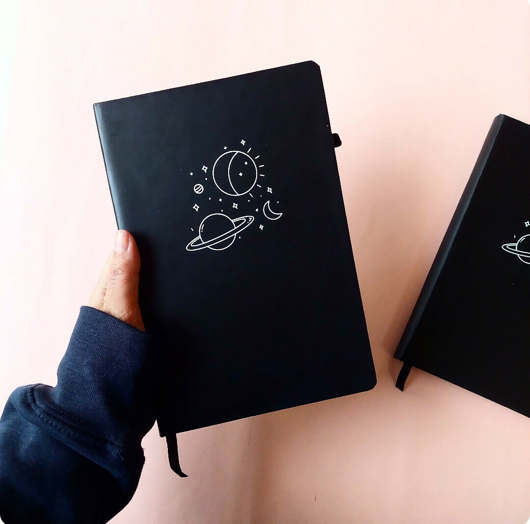 Minimalistic Space Doodle Black Journal Dotted Pages | For Your Home | Books | New