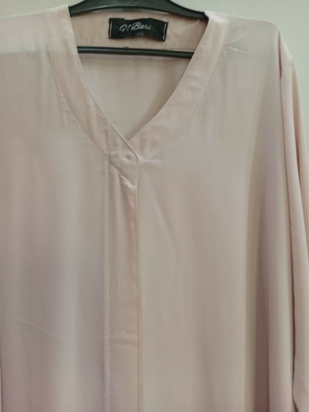 Pink- Beige Pleated Sleeves Front Open Abaya | Women Accessories | Large | Brand New