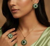 Round Stone Flower Pendant Set-00268 | Women Jewelry | Necklaces & Pendants | Brand New