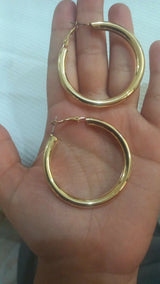 Chunky Gold Tubular Hoops | Women Jewelry | Earrings |Large | Brand New