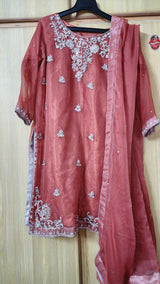 Georgette 3 Pc Embellished Suit | Women Locally Made Formals | Small | Worn Once