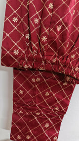 Kaara | Women Branded Formals | Black & Maroon | Small | Brand New