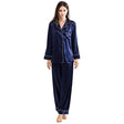 Buy Silk PJ Set With Scrunchie - Navy Blue in Pakistan