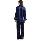 Buy Silk PJ Set With Scrunchie - Navy Blue in Pakistan
