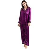 Buy Silk PJ Set With Scrunchie - Purple in Pakistan