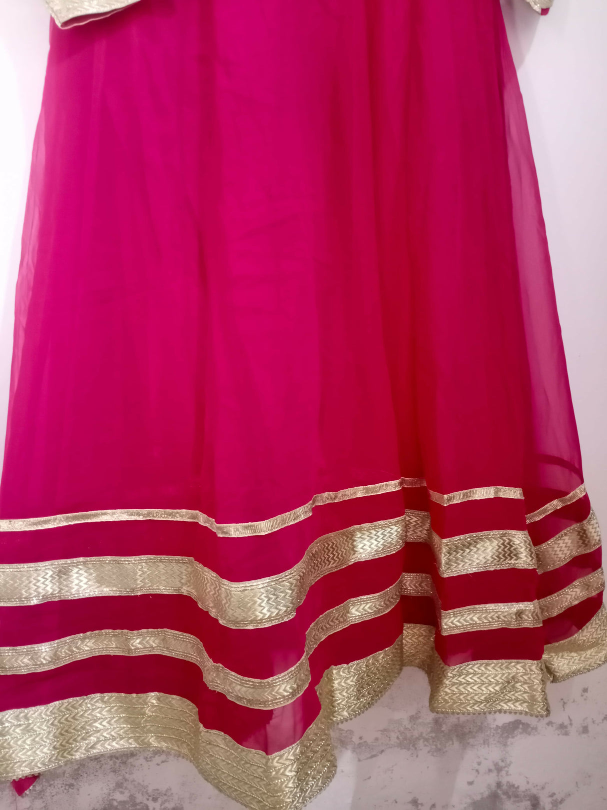 Shocking pink Chiffon Frock | Women Frocks & Maxis | X Large | Preloved