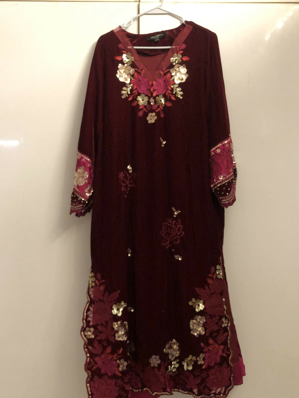 Limelight | Velvet Kaftan | Women Branded Formals | Maroon | Medium | Worn Once