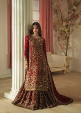 Haseens Officials | Maroon | Bridal Lehnga( Surkhaab) | Women Bridals | Large | Worn Once