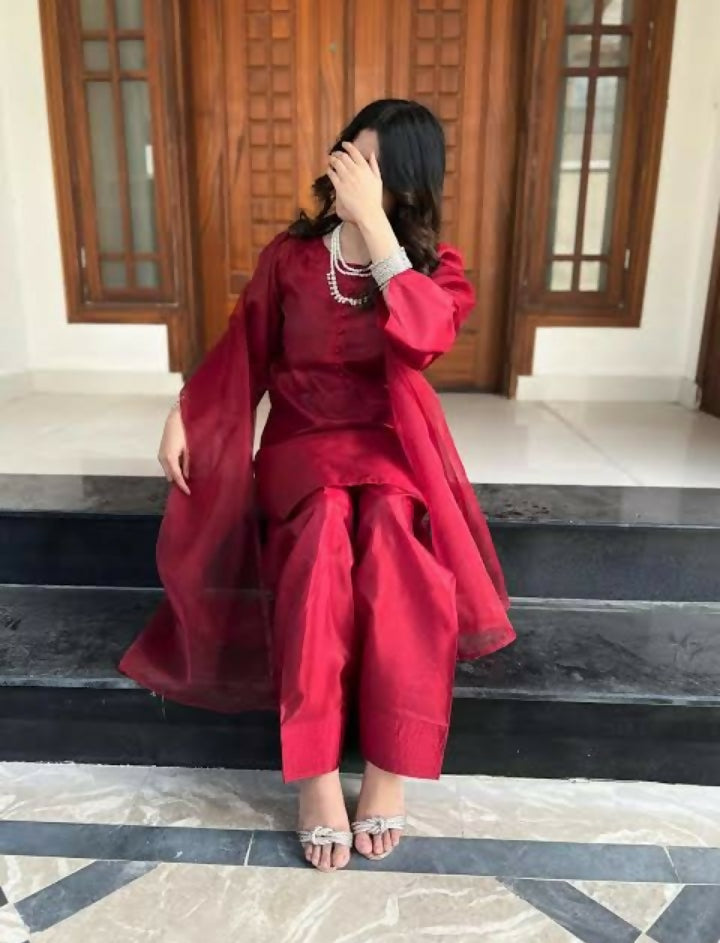 Preet Pret | Maroon Farshi Shalwar | Women Branded Formals | Large | Worn Once