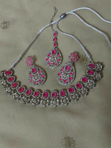 Beautiful Silver with Pink Stones Set | Women Jewelry | Wedding Jewelry & Sets | Medium | Worn Once