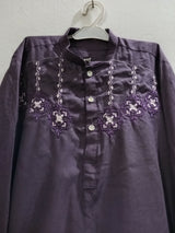 Embroidered Kurta | Kids | Boys | Boys Shalwar Kameez | Purple | Size:32 | Preloved