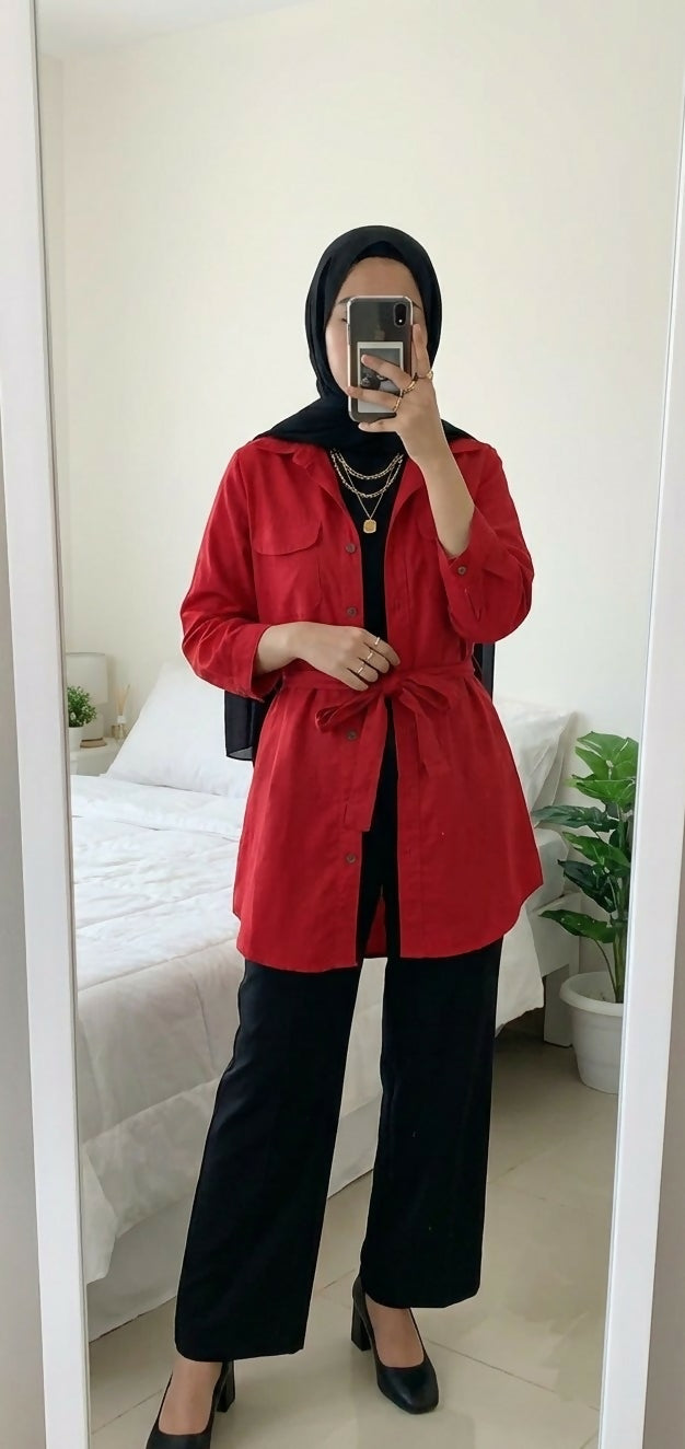 Polka dot Maroon Stylish Western Top | Women Tops & Shirts | Large | Preloved