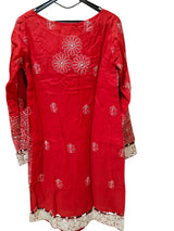 Red Chikankari Kurta | Women Locally Made Kurta | Small | Worn Once