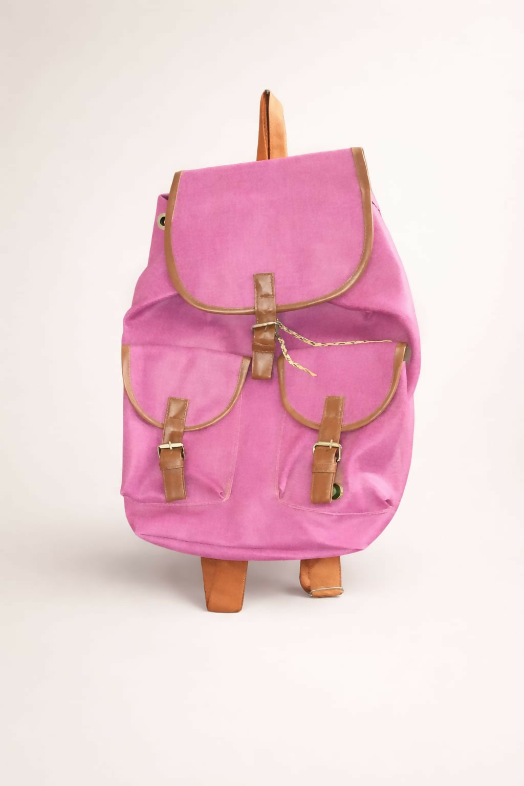 Compact Pink Canvas Backpack | Cute Laptop, School & Travel Bag | Women Bags | Medium | Worn Once