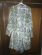 White and Blue Front Open Kurta | Women Locally Made Kurta | Small | New