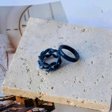Acrylic Rings Set | Women Jewerly | Rings | Beige & Blue| Size: 8 | Brand New