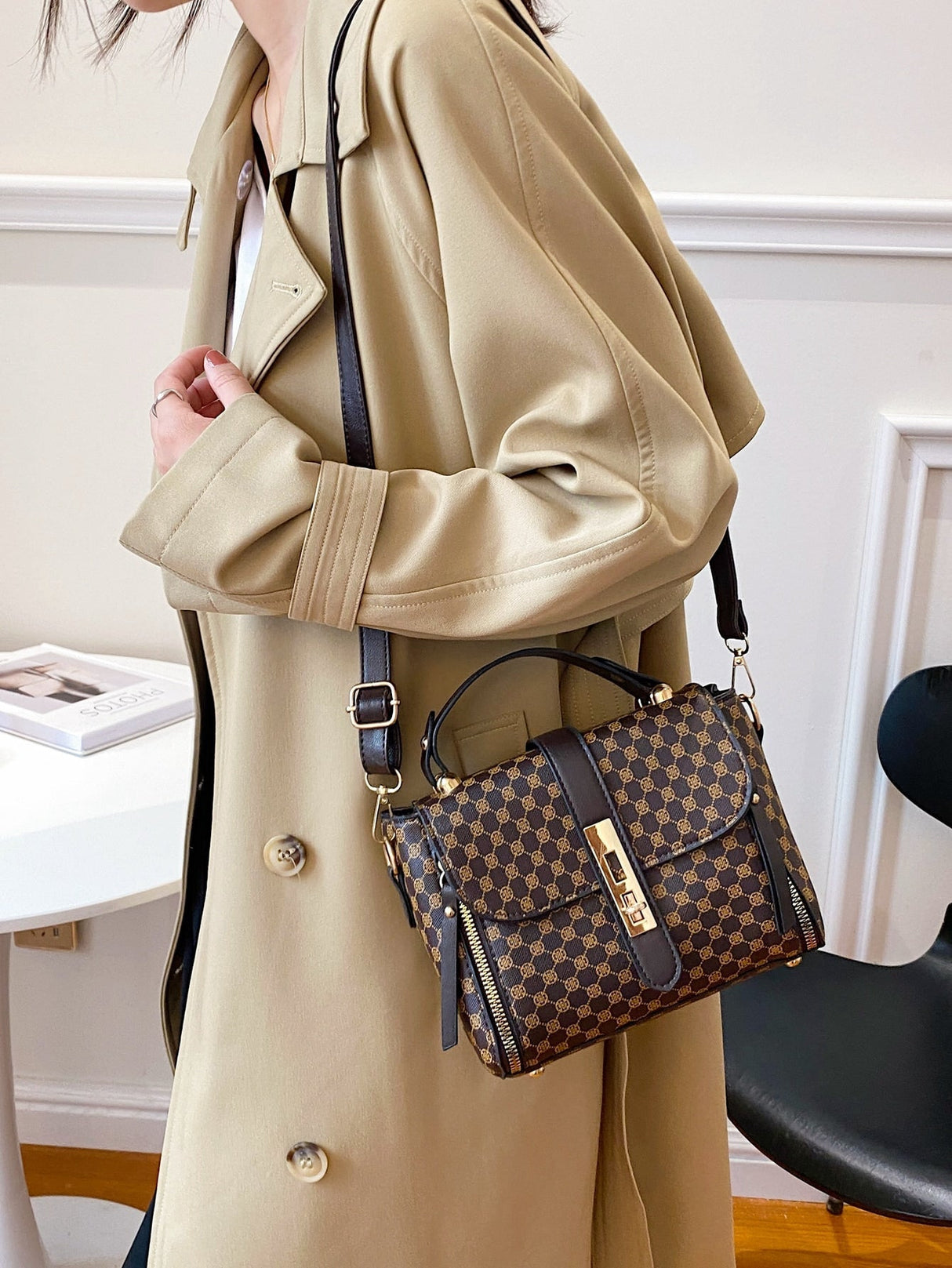 Buy SHEIN Waterproof,Lightweight,Business Casual Mini Graphic Print Metal Lock Satchel Bag in Pakistan