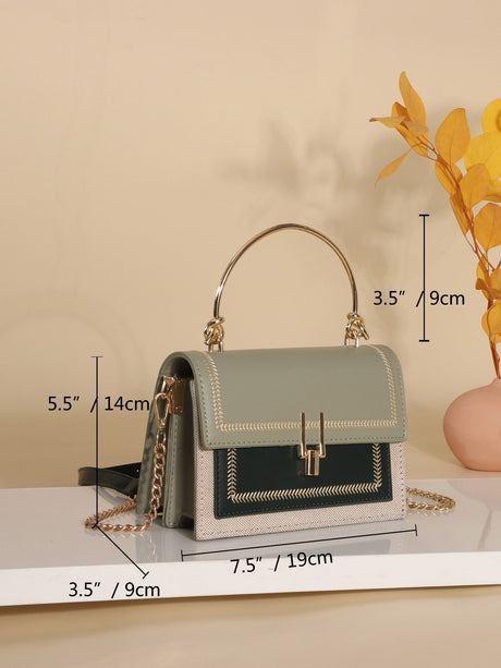 Buy SHEIN Waterproof,Lightweight,Business Casual Mini Stitch Trim Flap Satchel Bag in Pakistan