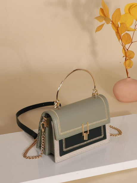 Buy SHEIN Waterproof,Lightweight,Business Casual Mini Stitch Trim Flap Satchel Bag in Pakistan