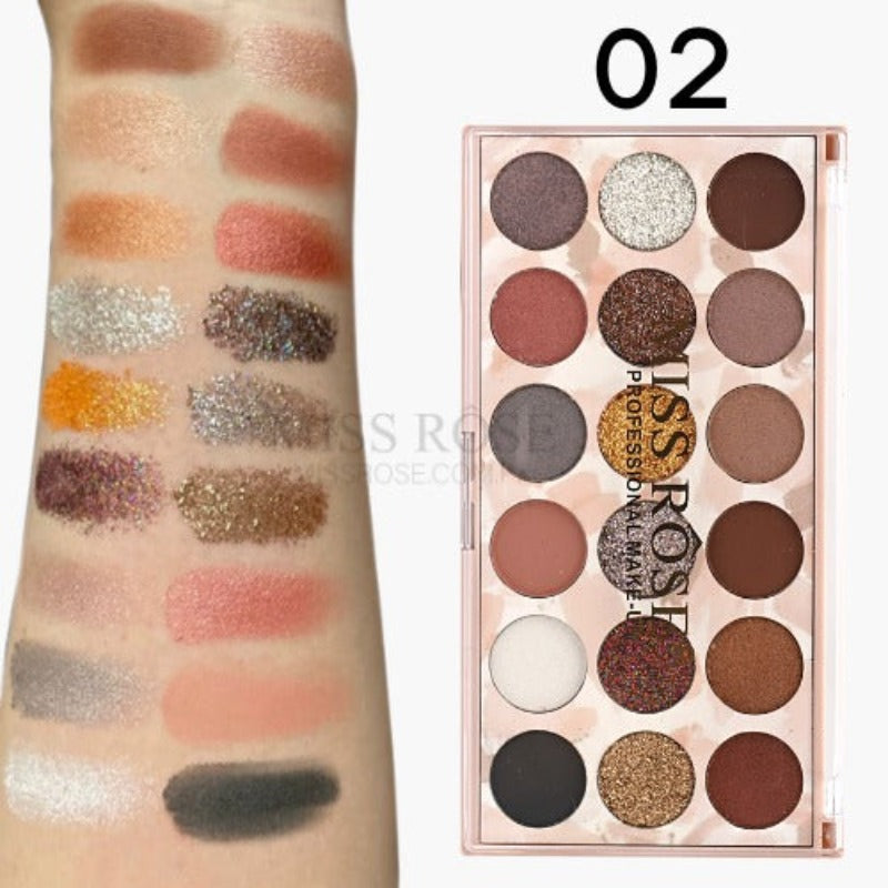 Buy Miss Rose 12 color eyeshadow and 6 color glitter palette (12+6) in Pakistan