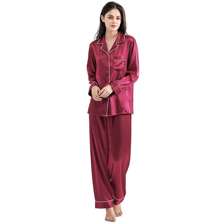 Buy Silk PJ Set With Scrunchie - Maroon in Pakistan