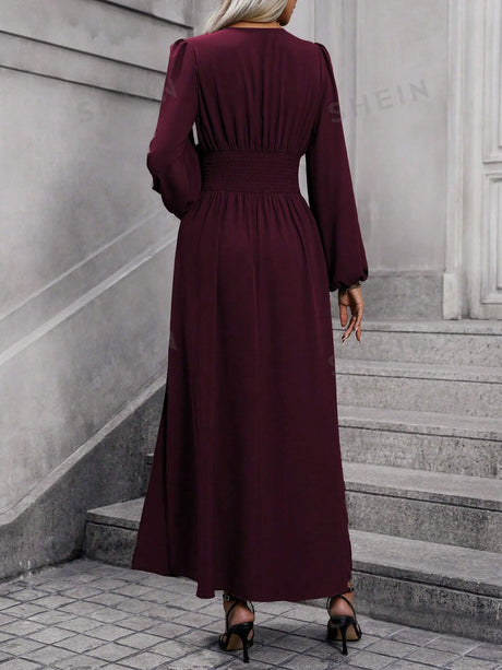Buy SHEIN Women's Lantern Sleeve High Slit Dress in Pakistan