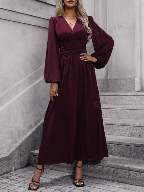 Buy SHEIN Women's Lantern Sleeve High Slit Dress in Pakistan
